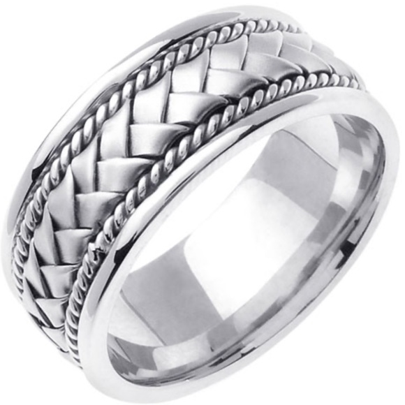 D. Geller & Son - Atlanta Jewelry - Hand Woven Braided Comfort Band 14k White Gold 8.5mm . 8 . Appraised . Brand New